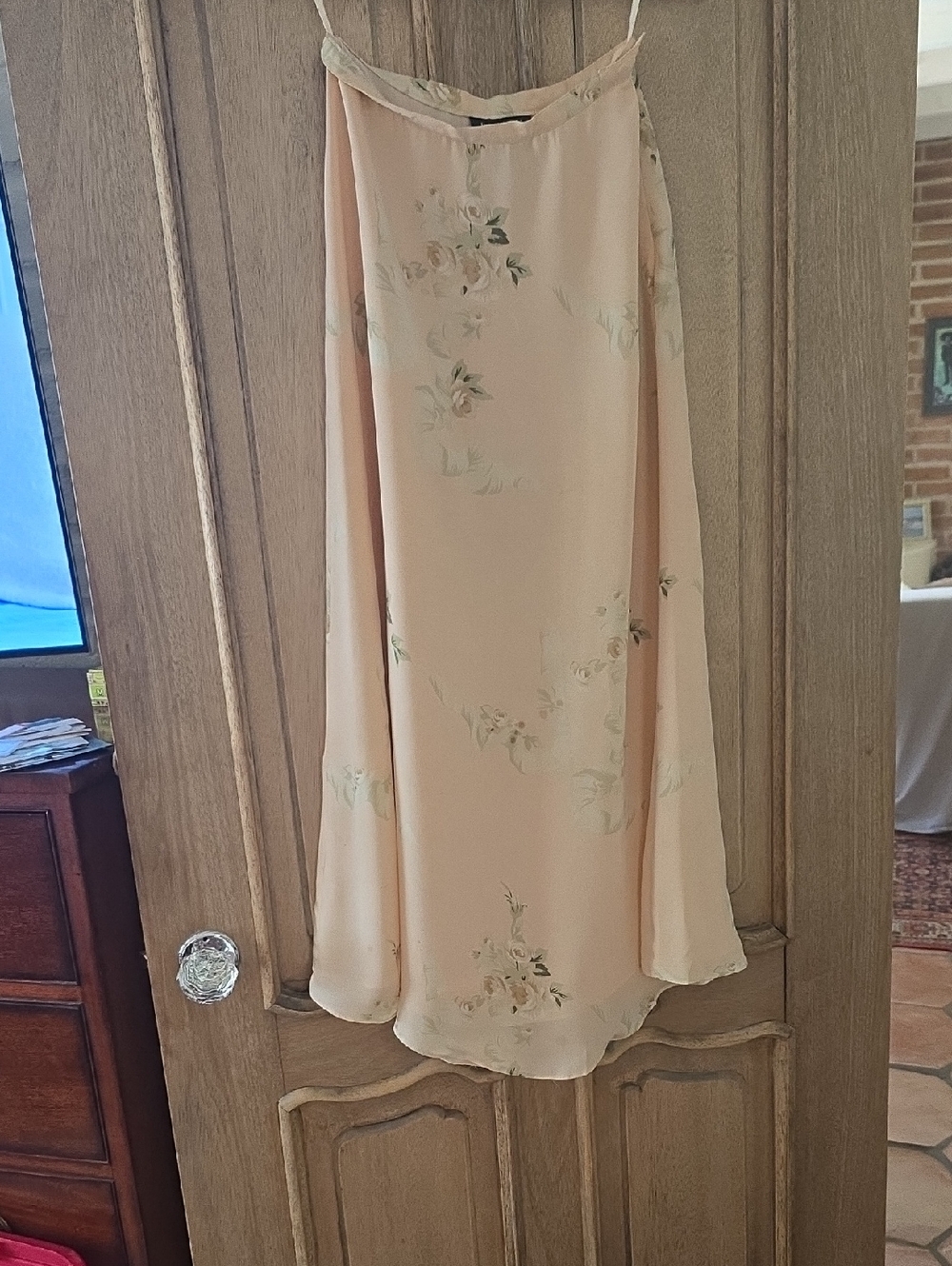 Finity Peach Silk Floral Slip Skirt